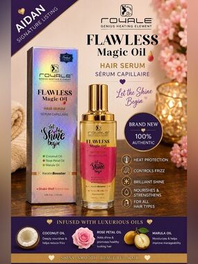 Royale Flawless Magic Oil Hair Serum 4.06 oz Keratin Booster Coconut Rise Oil
